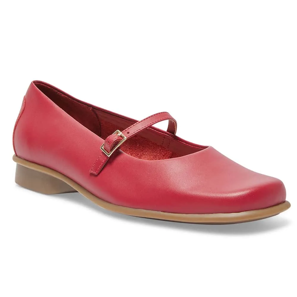 Katrina Flat in Cherry Leather