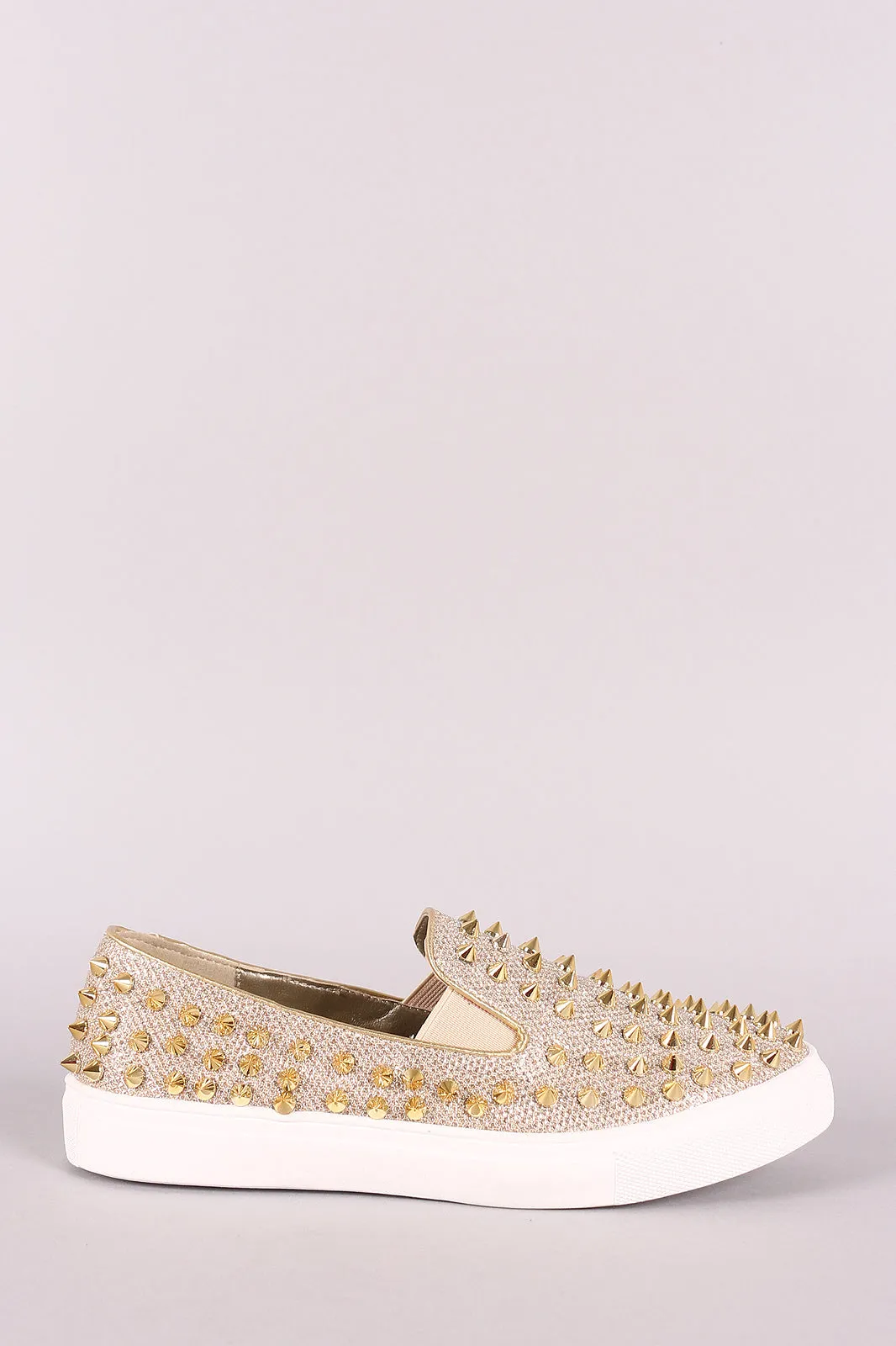 Liliana Spike Studs Metallic Slip-On Flats Sneaker