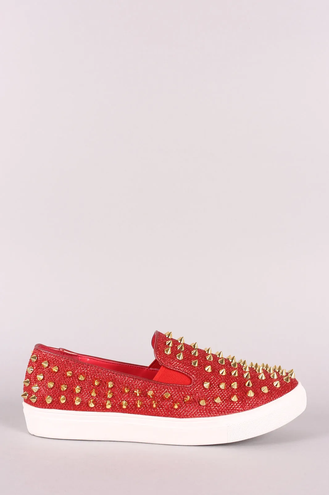 Liliana Spike Studs Metallic Slip-On Flats Sneaker