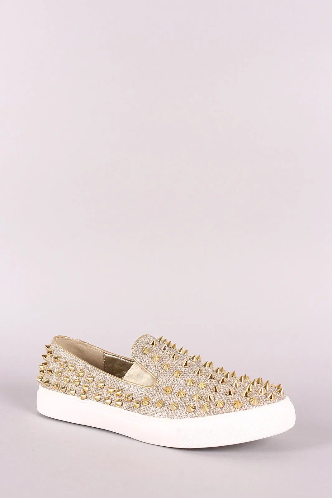 Liliana Spike Studs Metallic Slip-On Flats Sneaker