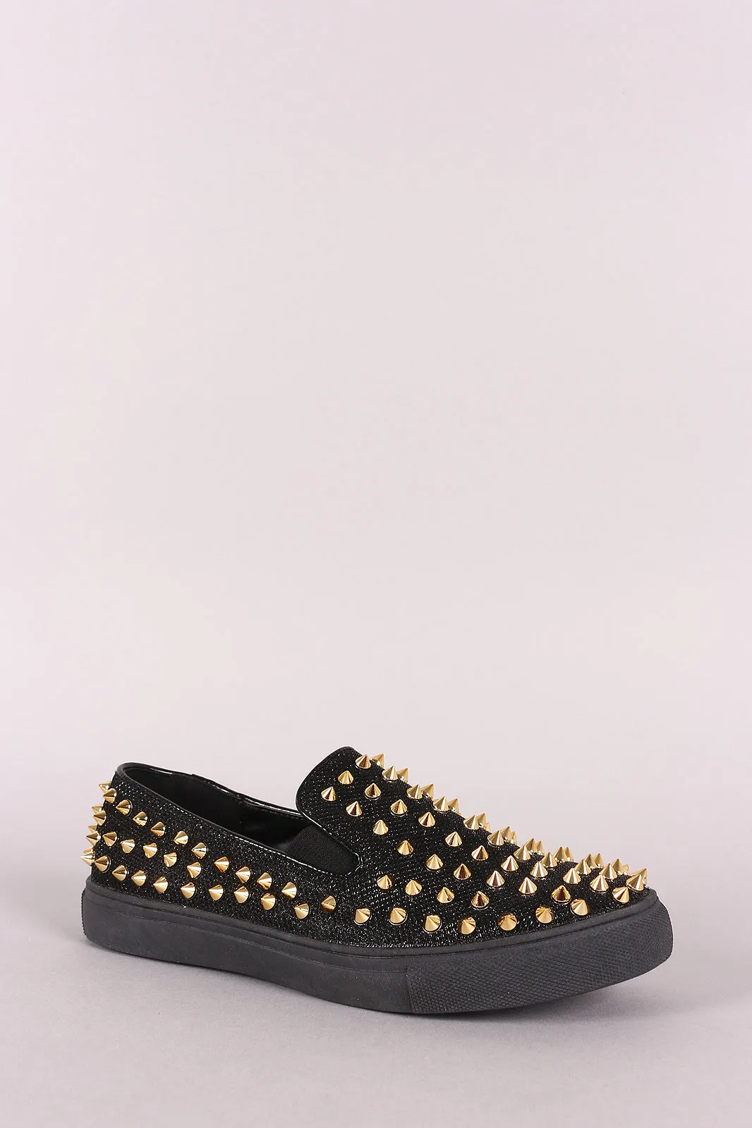 Liliana Spike Studs Metallic Slip-On Flats Sneaker