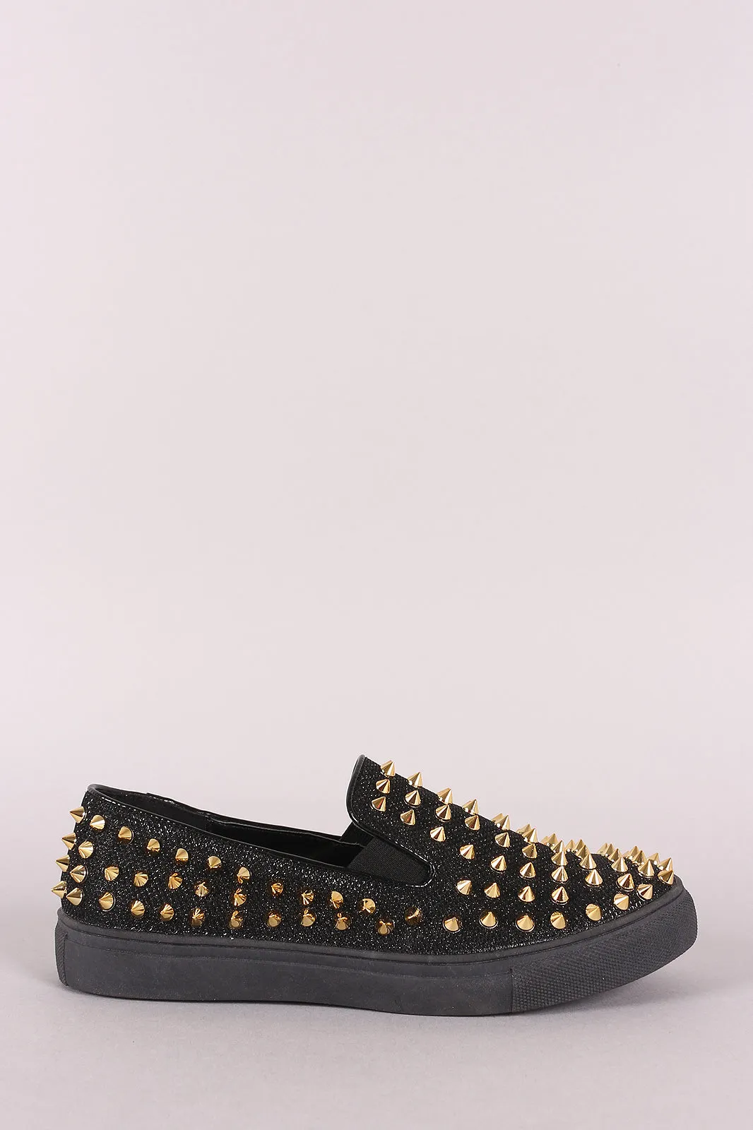 Liliana Spike Studs Metallic Slip-On Flats Sneaker