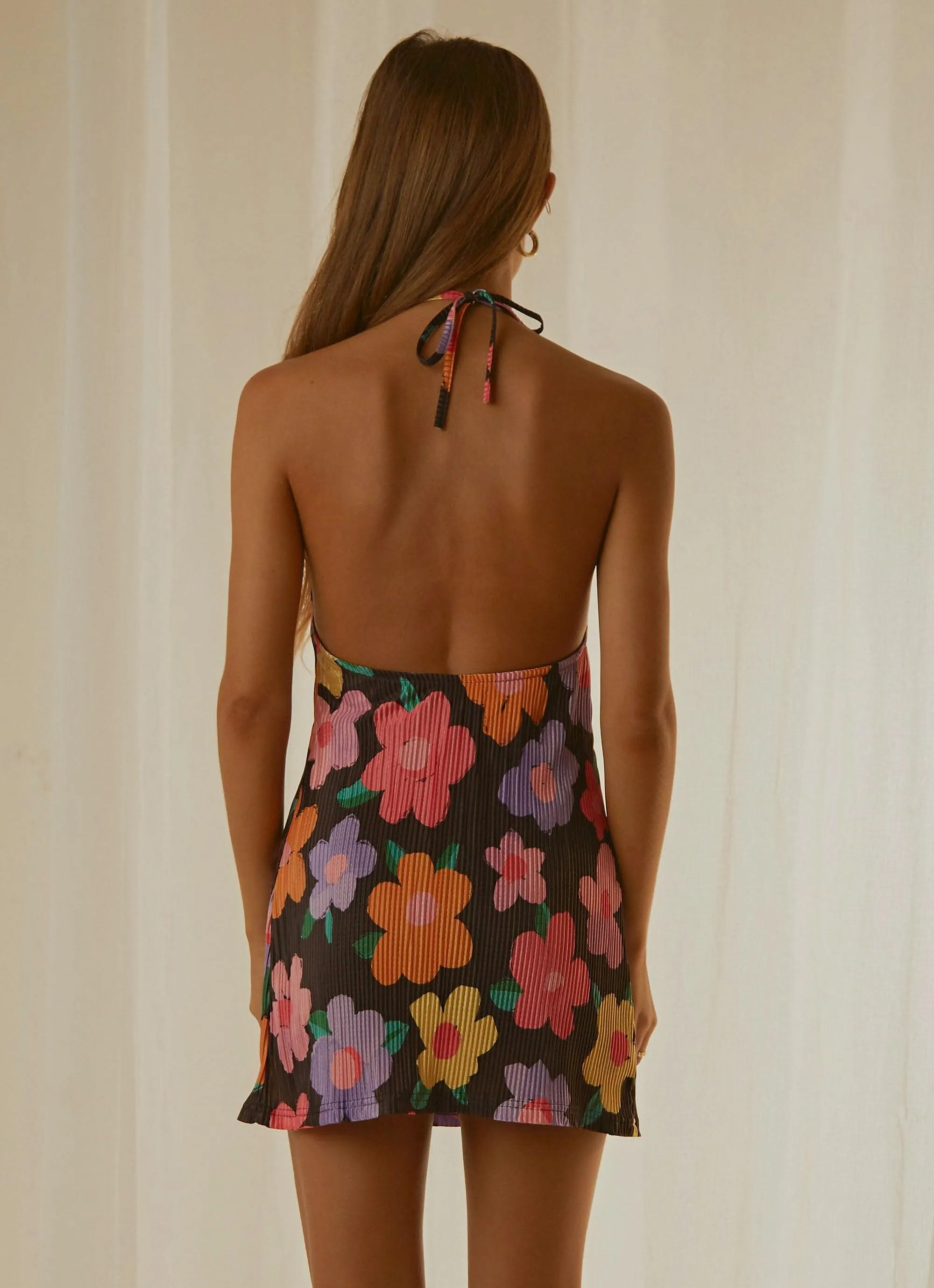 Love From Europe Halter Dress - Noir Bloom