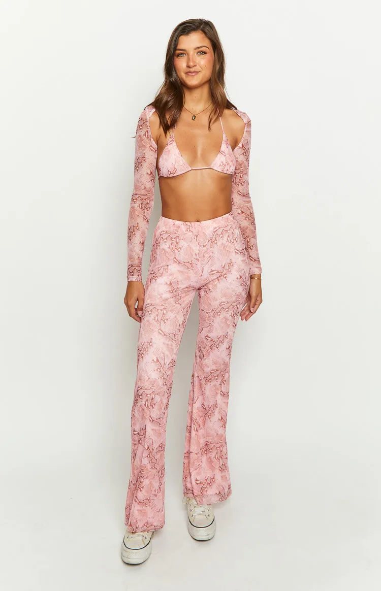 Main Act Pink Swirl Snake Print Top And Bolero