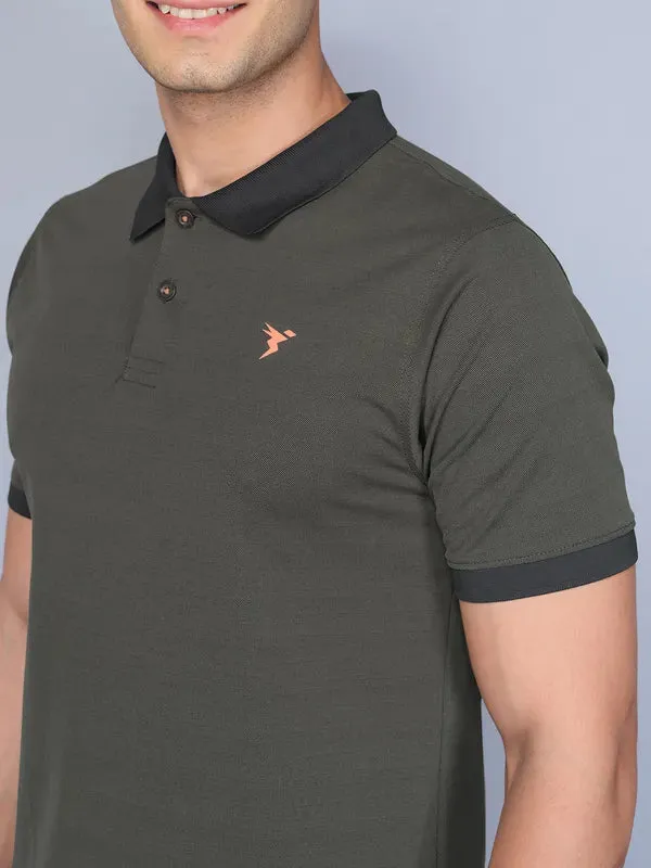 Men Colorblock Slim Fit Polo T-shirt with ELASTO PLUS