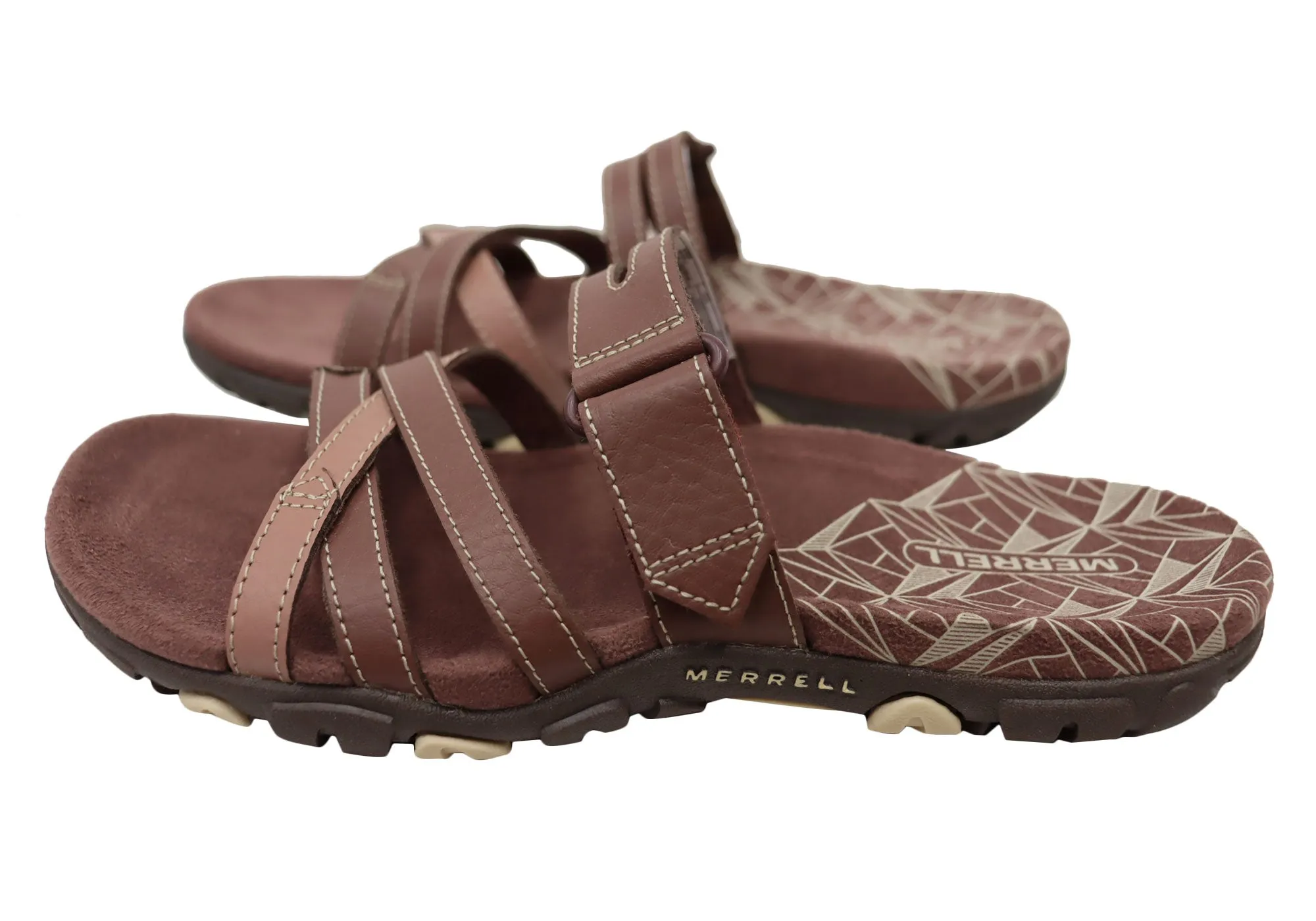 Merrell Womens Leather Sandspur Rose Slides Sandals