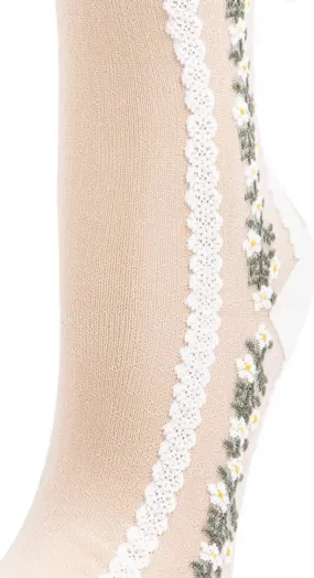 Mesh flower ankle socks