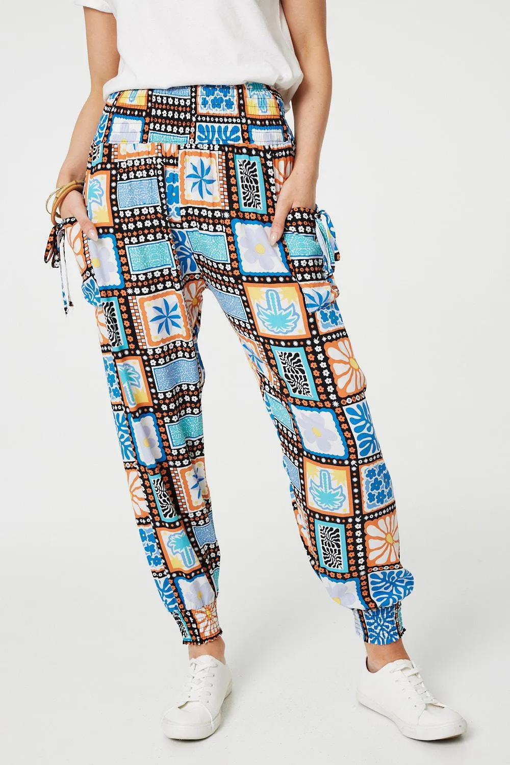 Mosaic Print High Waist Harem Pants