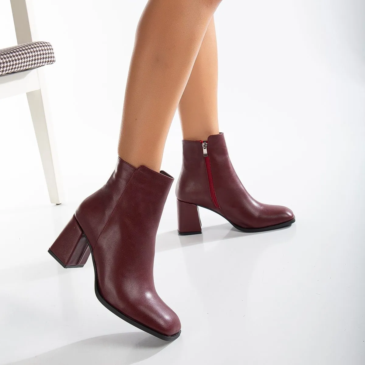 Nadine - Burgundy Ankle Boots