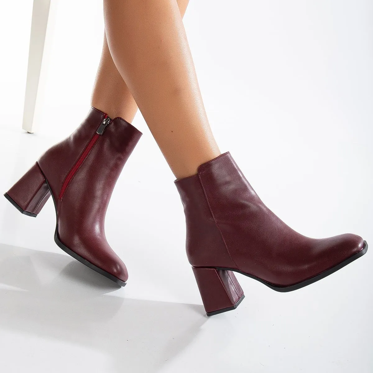 Nadine - Burgundy Ankle Boots