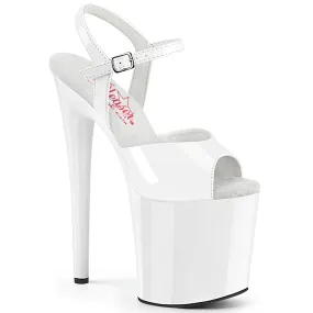 Naughty-809 White Patent/White, 8" Heels