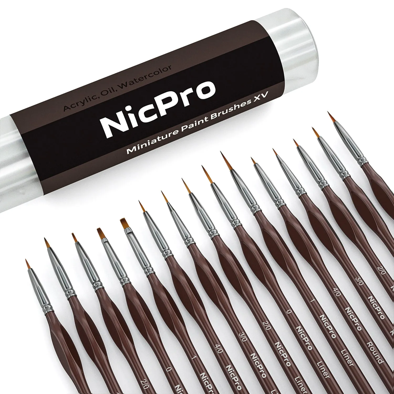 Nicpro Micro Detail Paint Brush Set,15 Tiny Professional Miniature Fine Detail Brushes Detailing Paint Kit for Spray Watercolor Oil Acrylic Craft Models Painting