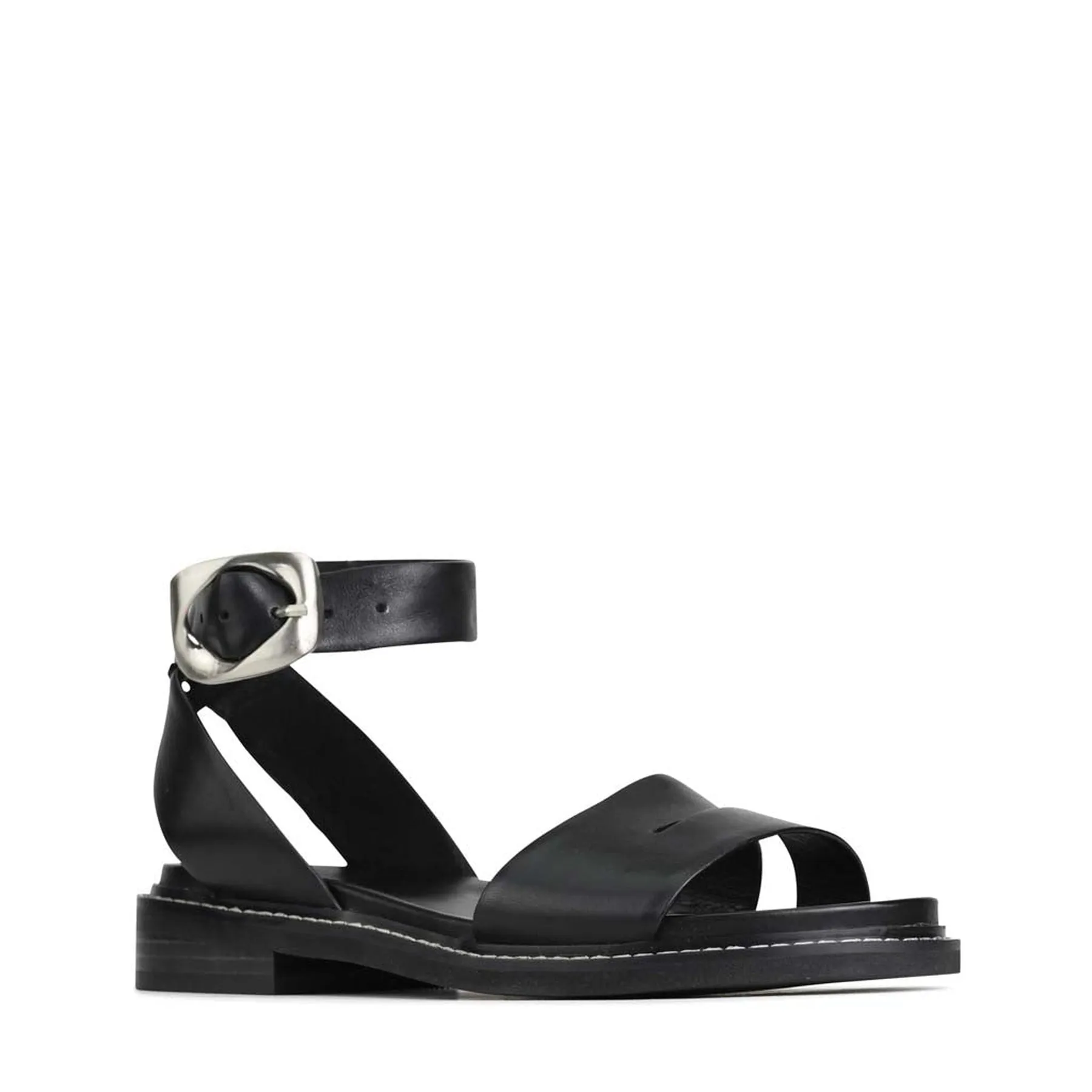 ORNAMENTAL LEATHER ANKLE STRAP SANDALS