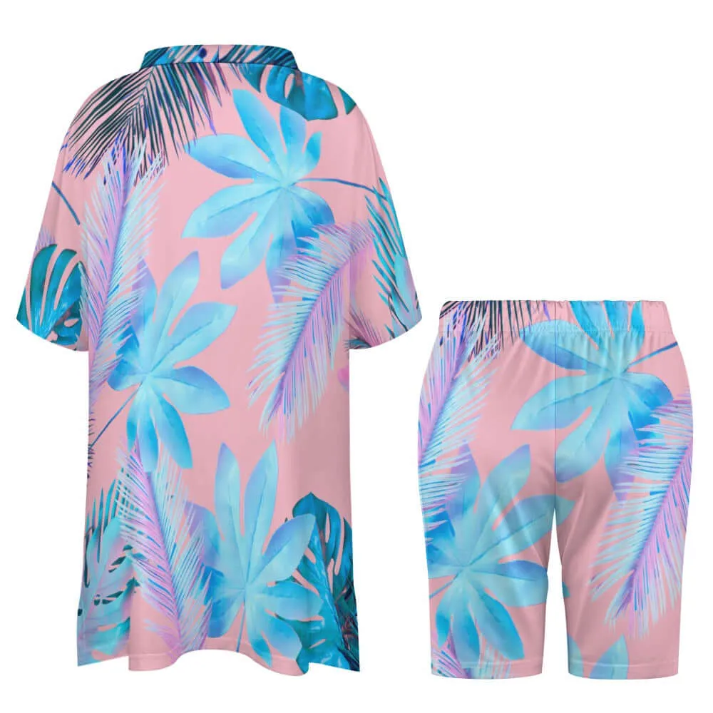 Resort Wear|Paradise V-neck Bat Sleeve Two Piece Shorts Outfit Set