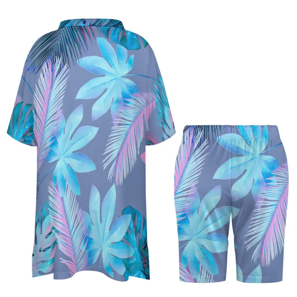 Resort Wear|Paradise V-neck Bat Sleeve Two Piece Shorts Outfit Set