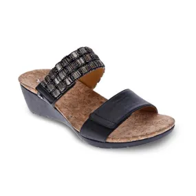 Revere Sorrento Women's Slip-on Wedge Sandals In Onyx