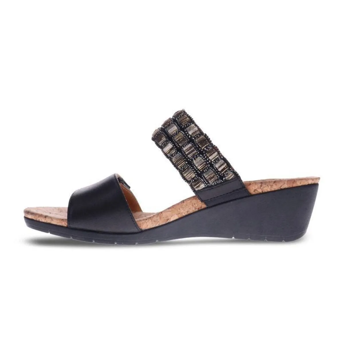 Revere Sorrento Women's Slip-on Wedge Sandals In Onyx