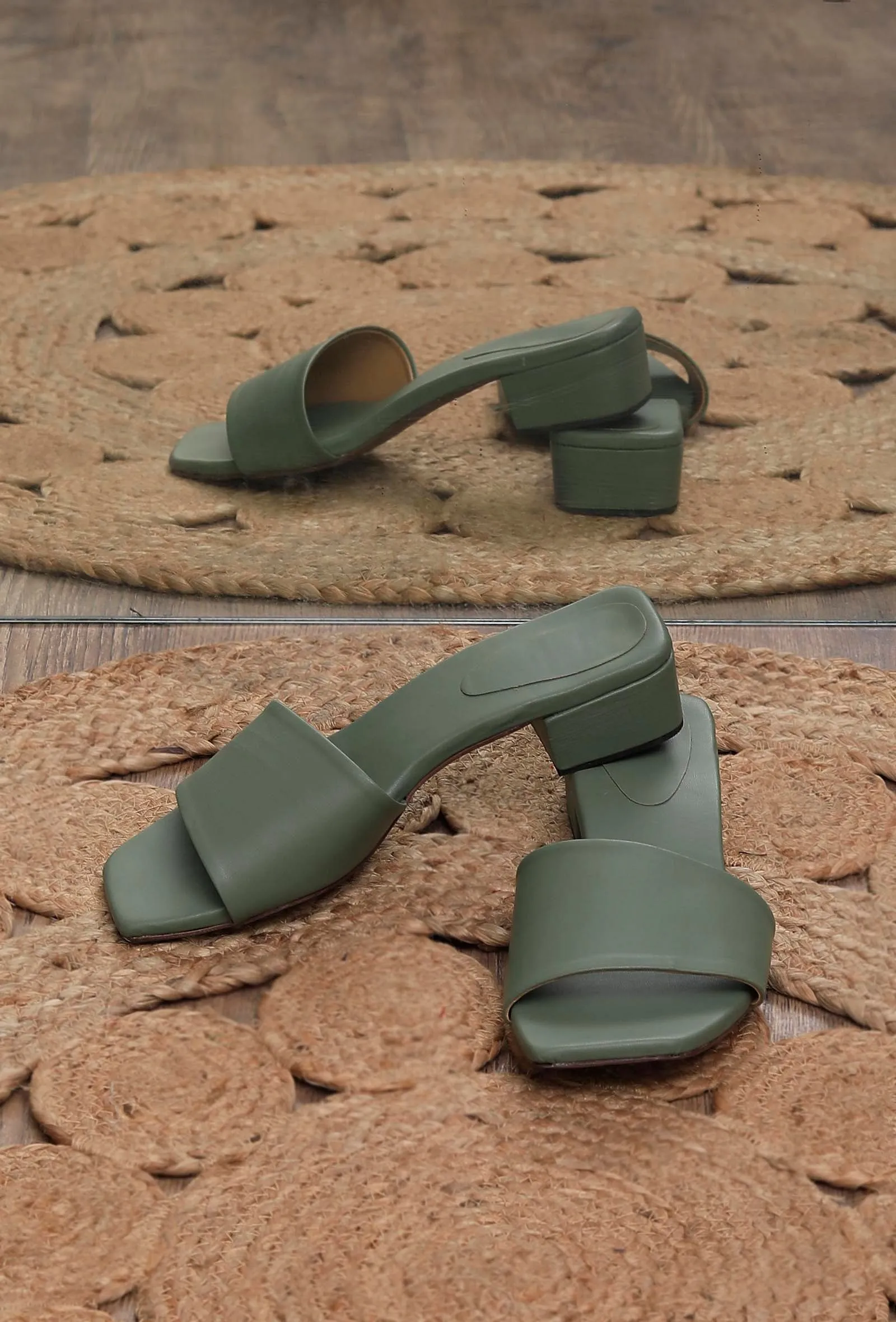 Sage Green Cruelty Free Leather Heels