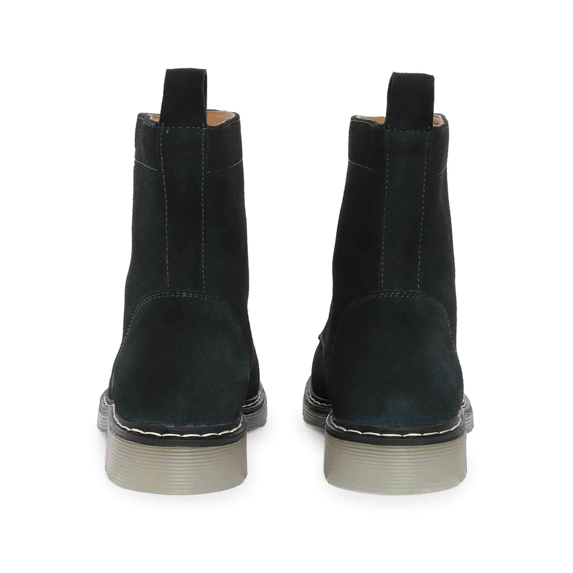 Saint Lauretta Green Suede Leather Lace-up Ankle Boots