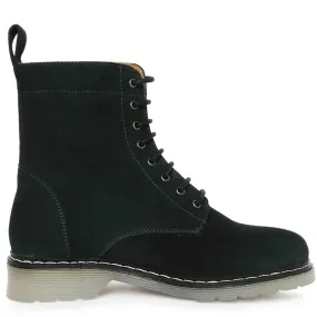 Saint Lauretta Green Suede Leather Lace-up Ankle Boots