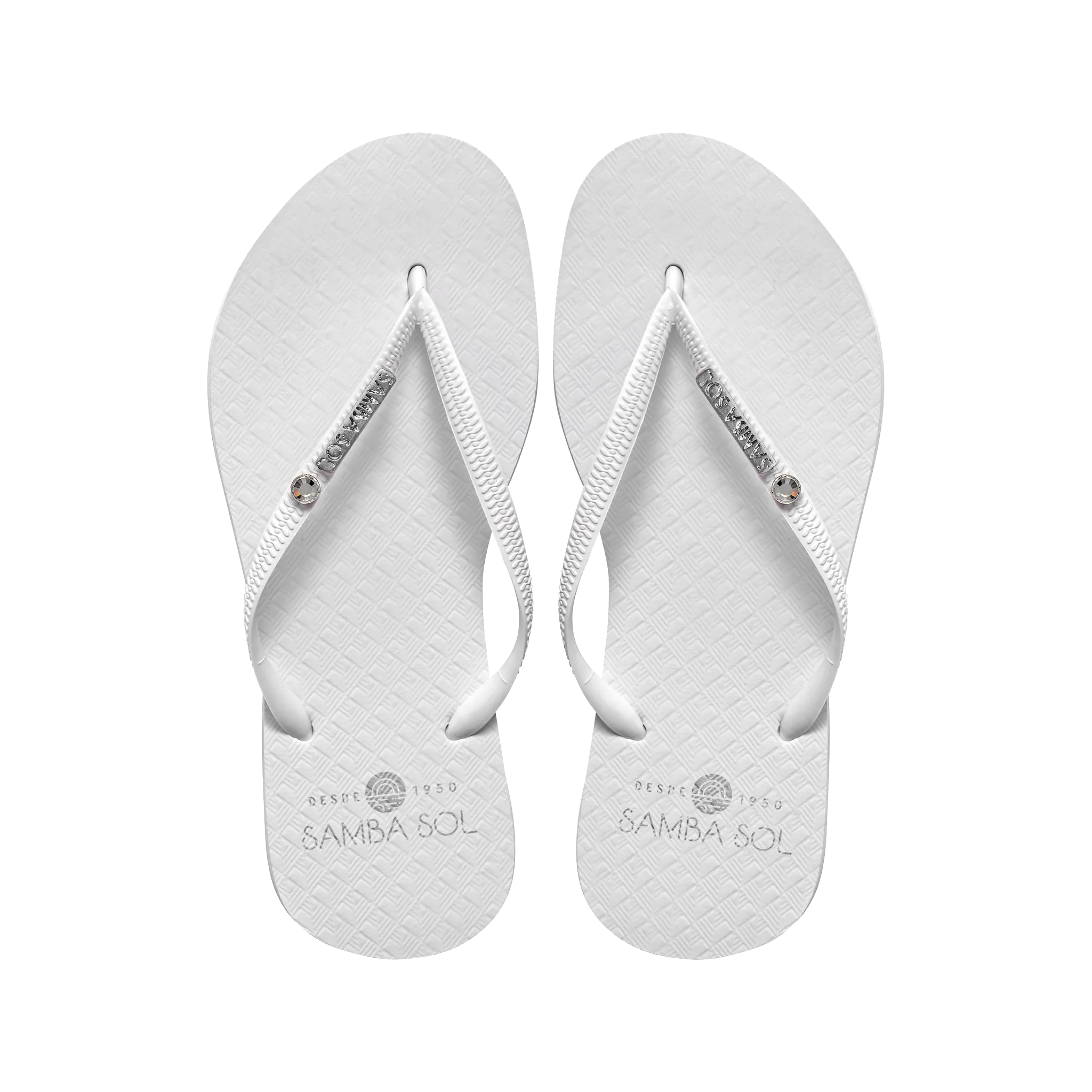 Samba Sol Swarovski Women's Crystal Collection Flip Flops - White Crystal