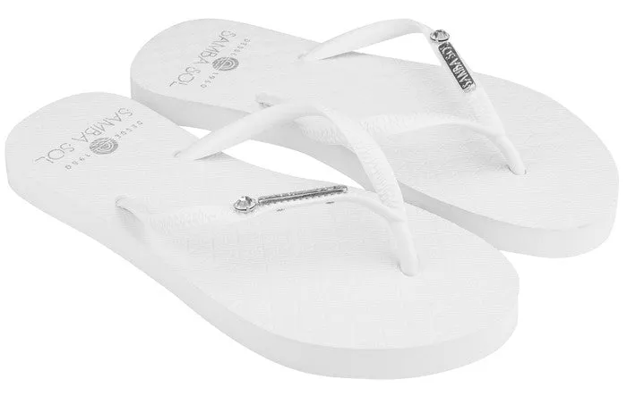 Samba Sol Swarovski Women's Crystal Collection Flip Flops - White Crystal