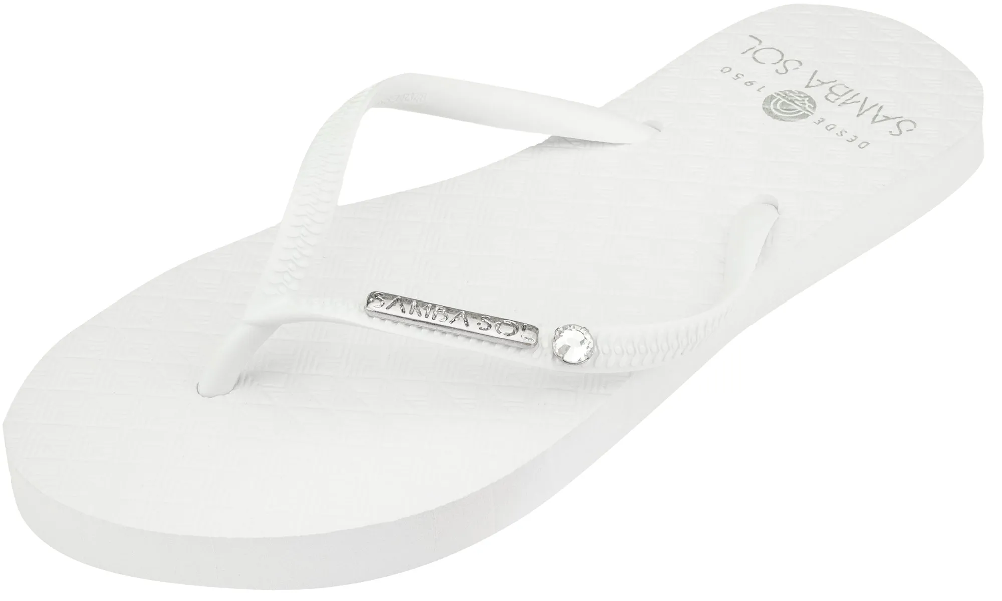 Samba Sol Swarovski Women's Crystal Collection Flip Flops - White Crystal