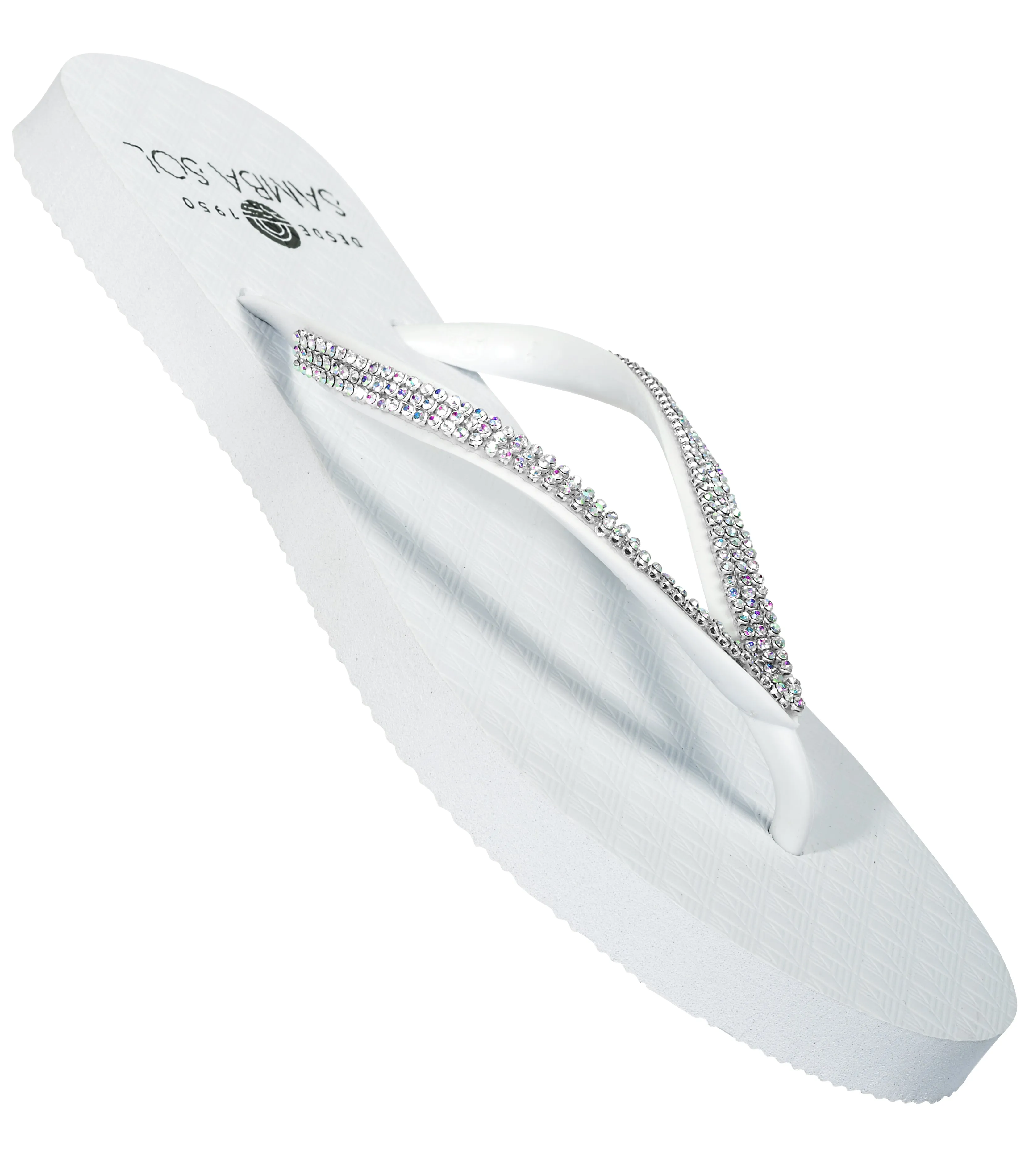 Samba Sol Women's Crystal Collection Flip Flops - Iridescent White