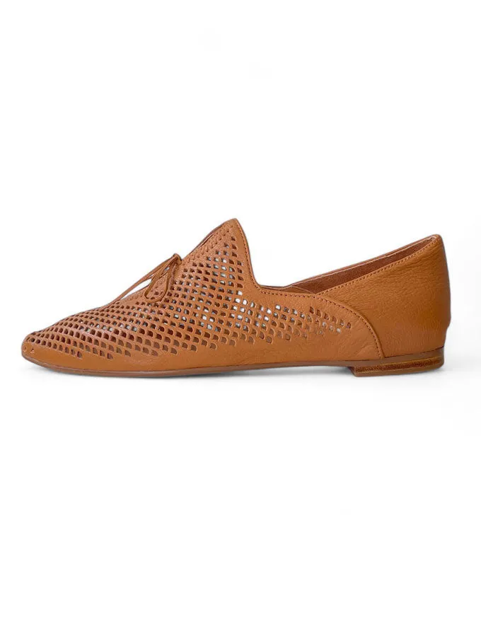 Solone Dark Tan Leather Flats