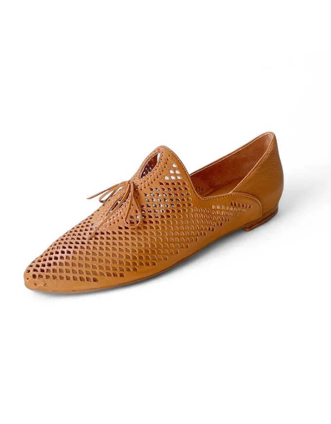 Solone Dark Tan Leather Flats