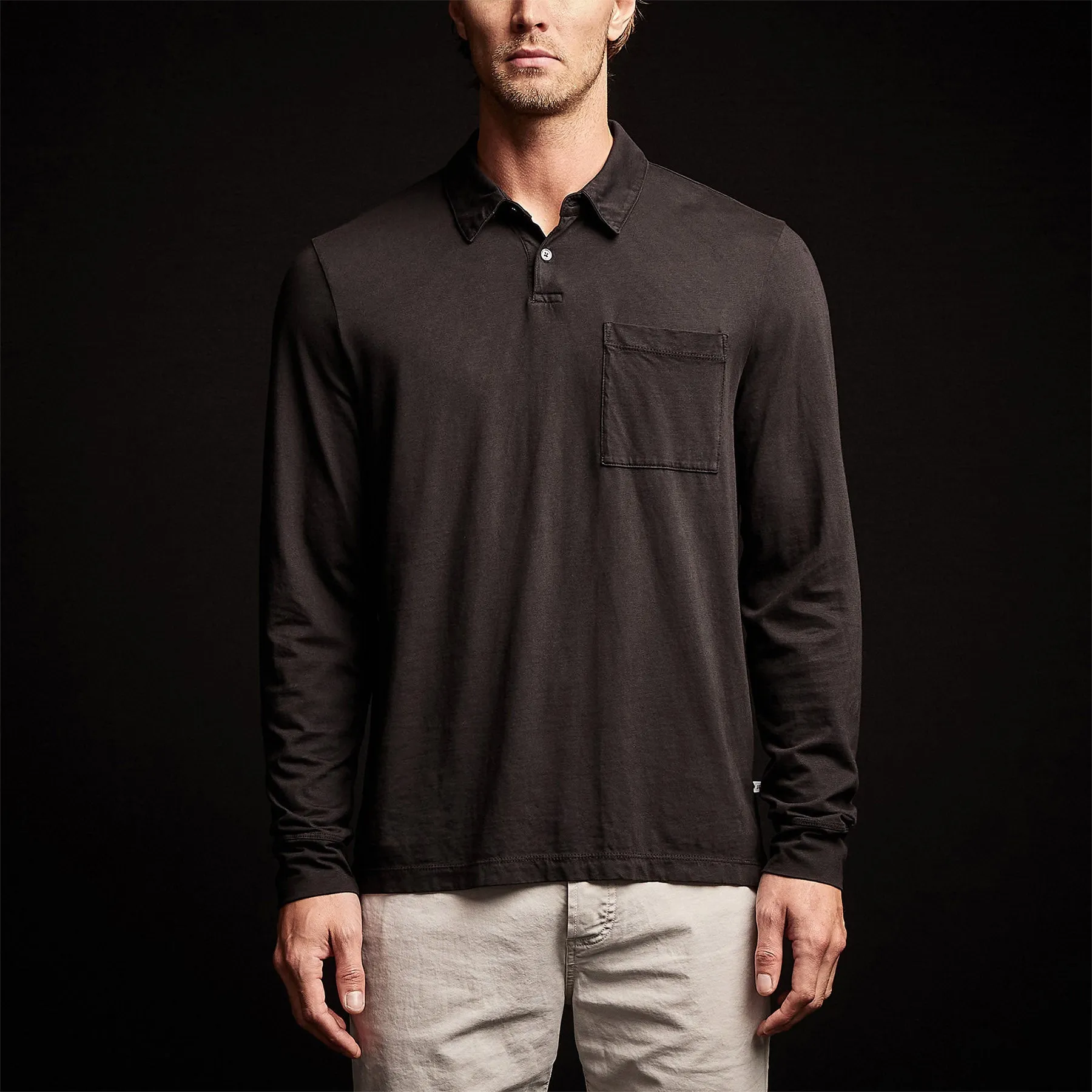 Sueded Jersey Rugby Polo - Black