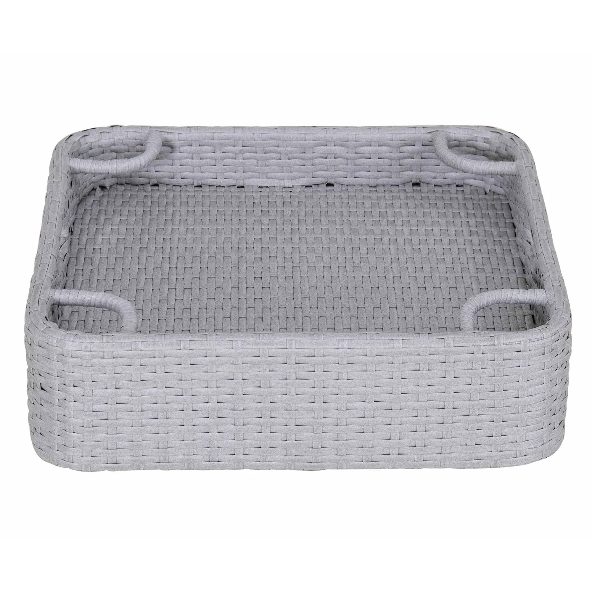 SUNJOY 24x24 Inch Wicker Floating Pool Tray Aluminum Frame Pool Accessory Tray for Drinks, Snacks, and Essentials