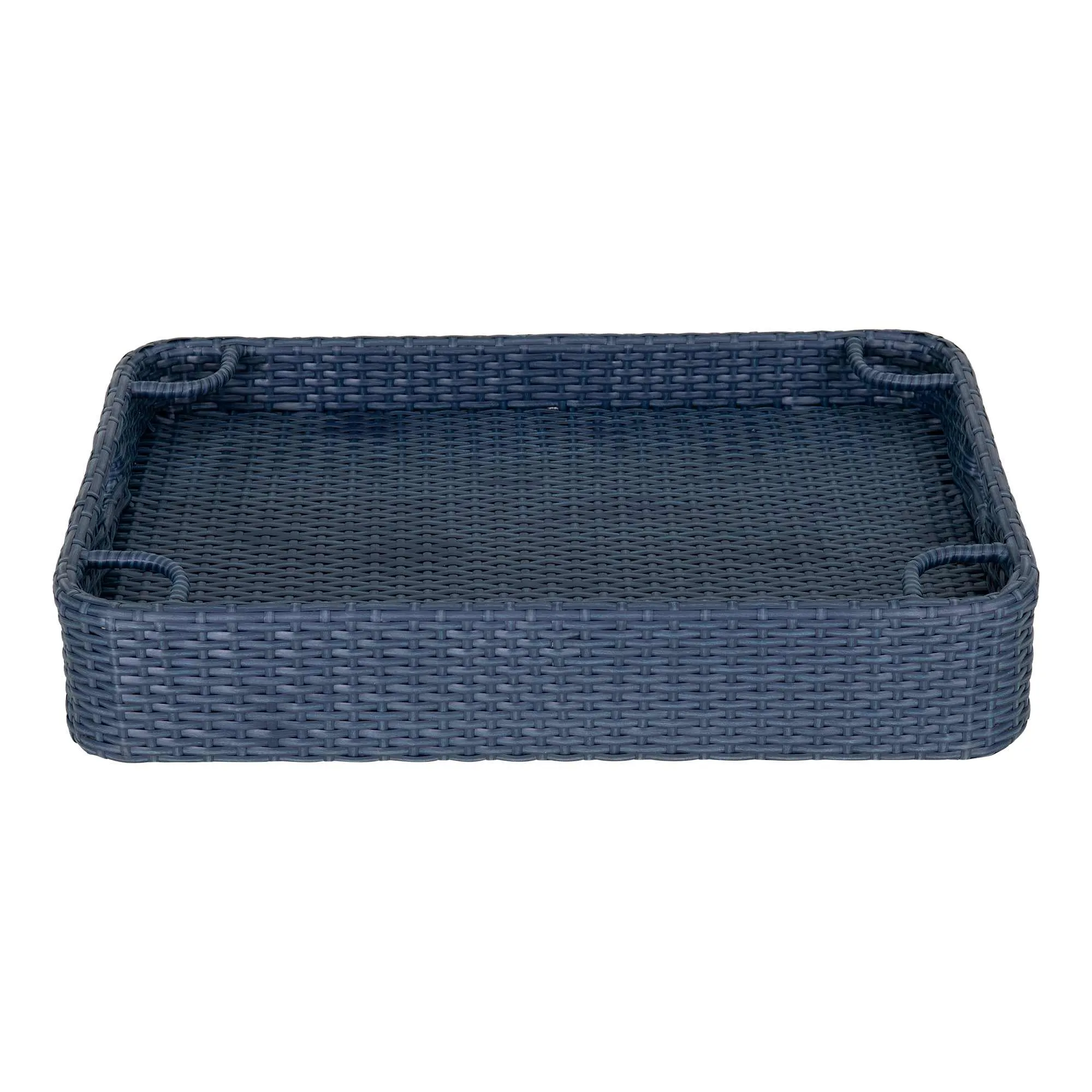 SUNJOY 36x24 Inch Wicker Floating Pool Tray Aluminum Frame Pool Accessory Tray for Drinks, Snacks, and Essentials