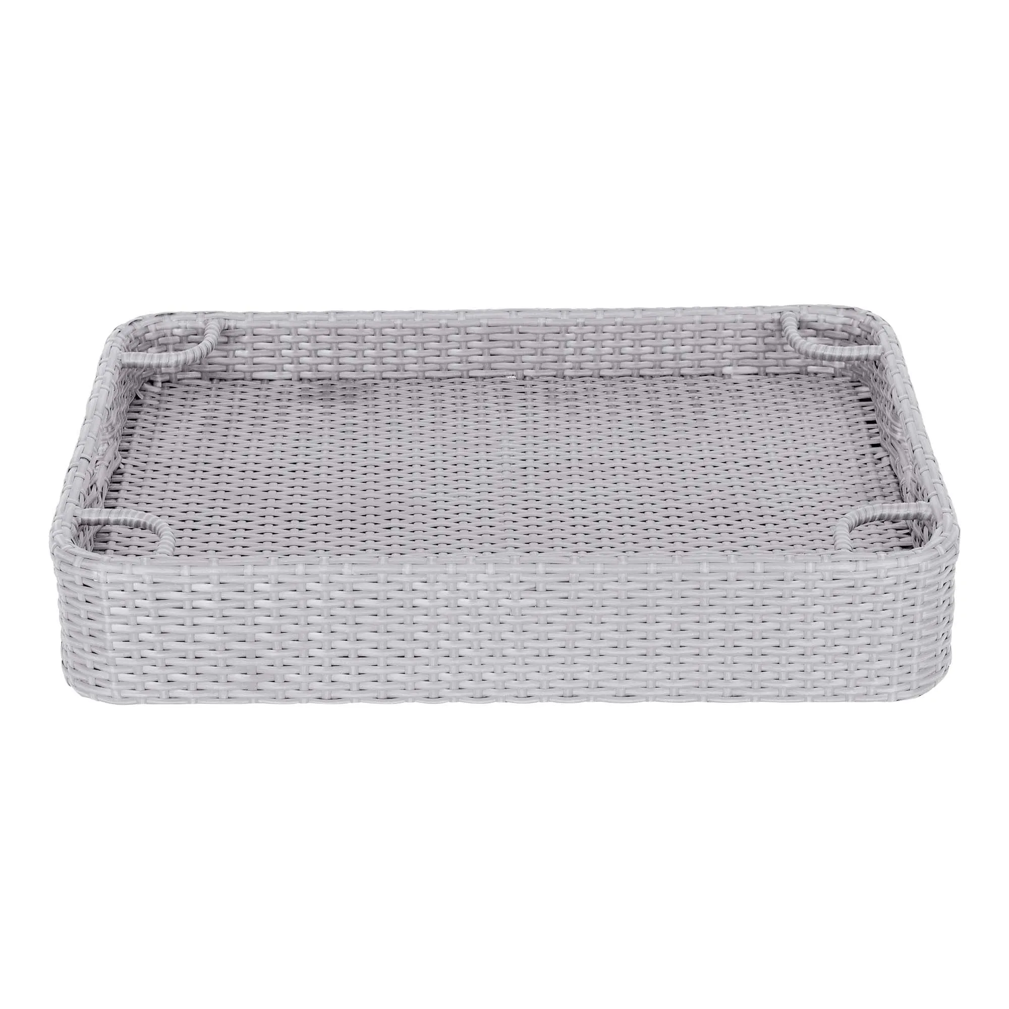 SUNJOY 36x24 Inch Wicker Floating Pool Tray Aluminum Frame Pool Accessory Tray for Drinks, Snacks, and Essentials