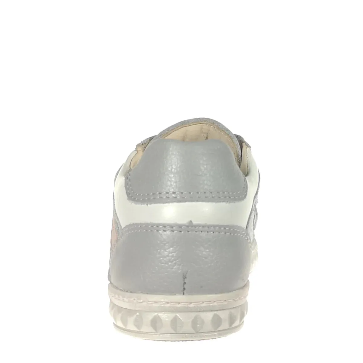 Szamos Kid Girl Sneakers In Sparkling Silver Color And Double Velcro Strap . - Made In Europe