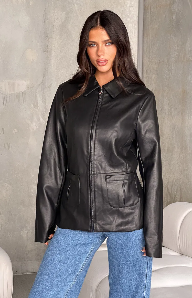 Tiah Black PU Jacket