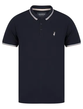 Underwood Cotton Pique Polo Shirt in Sky Captain Navy - Kensington Eastside