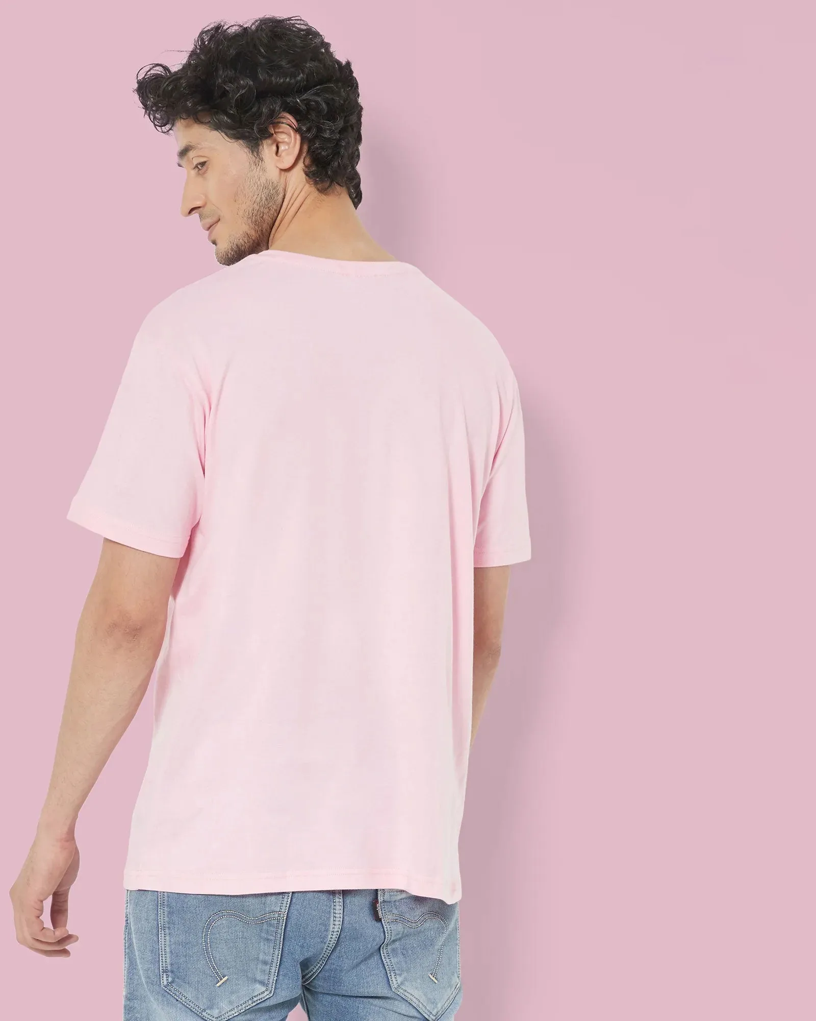 V Neck Half Sleeves: Baby Pink