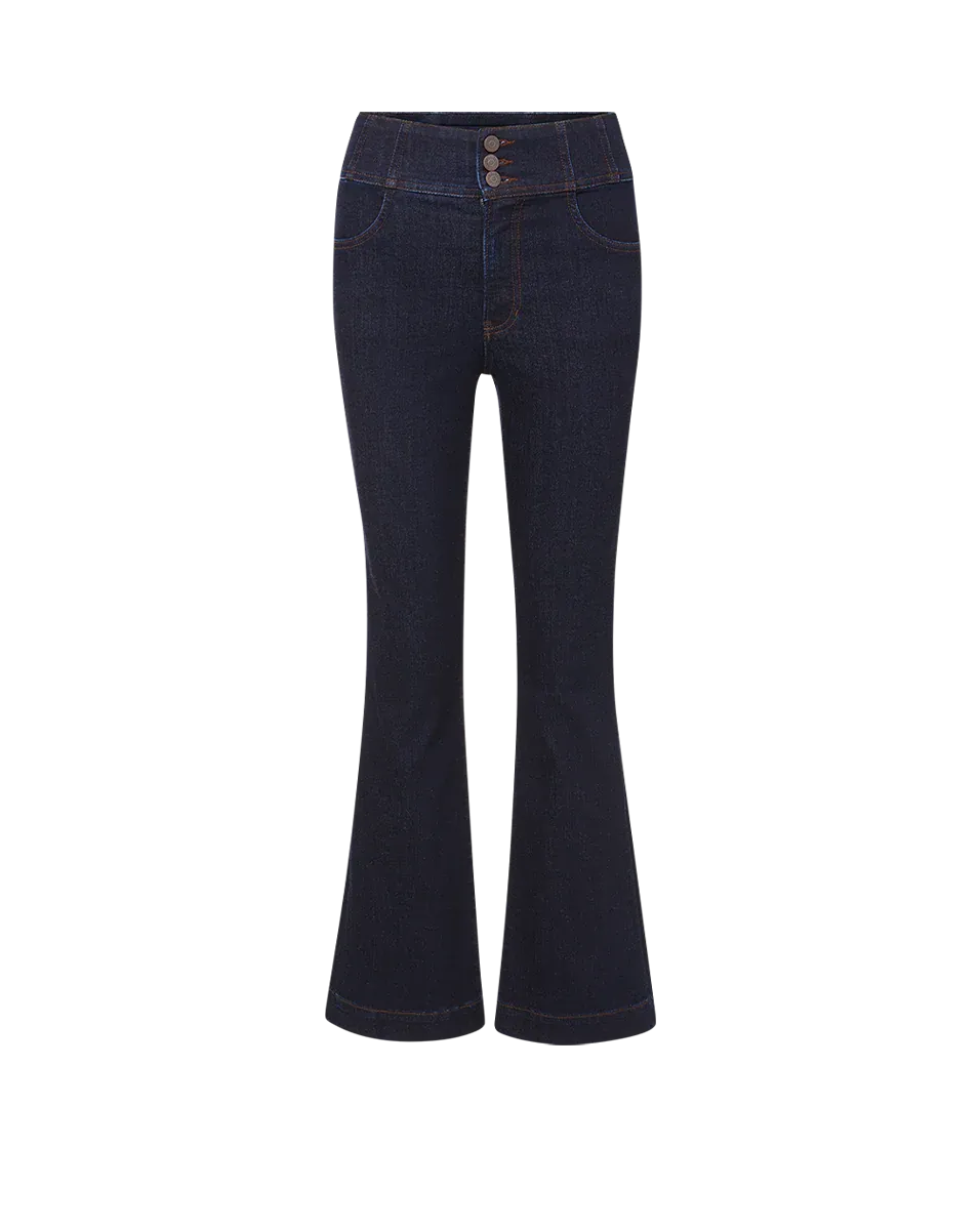 Veronica Beard Carson Ankle Flare with Corset Indigo Rinse