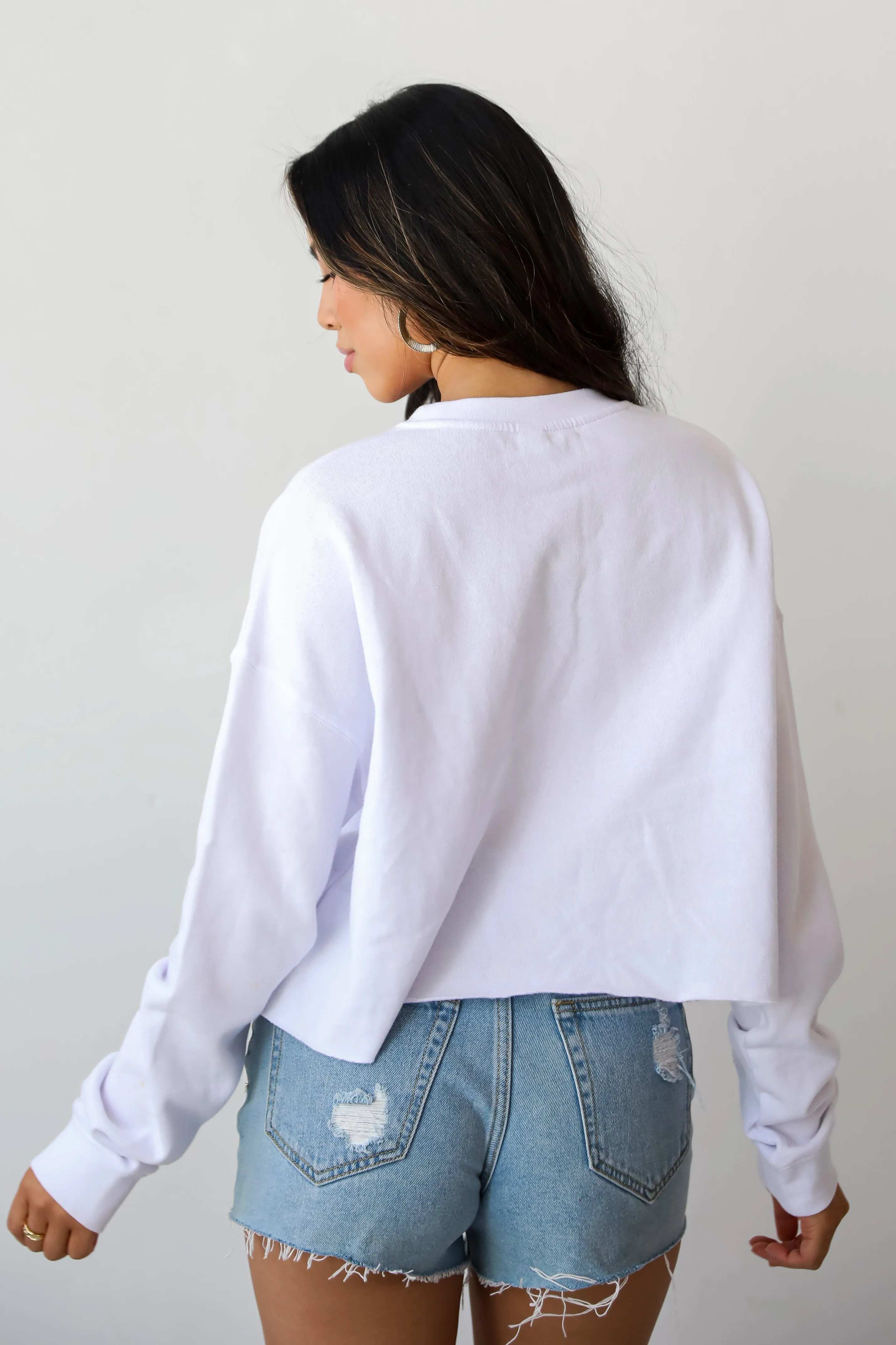 White Atlanta Baseball Cropped Sweatshirt