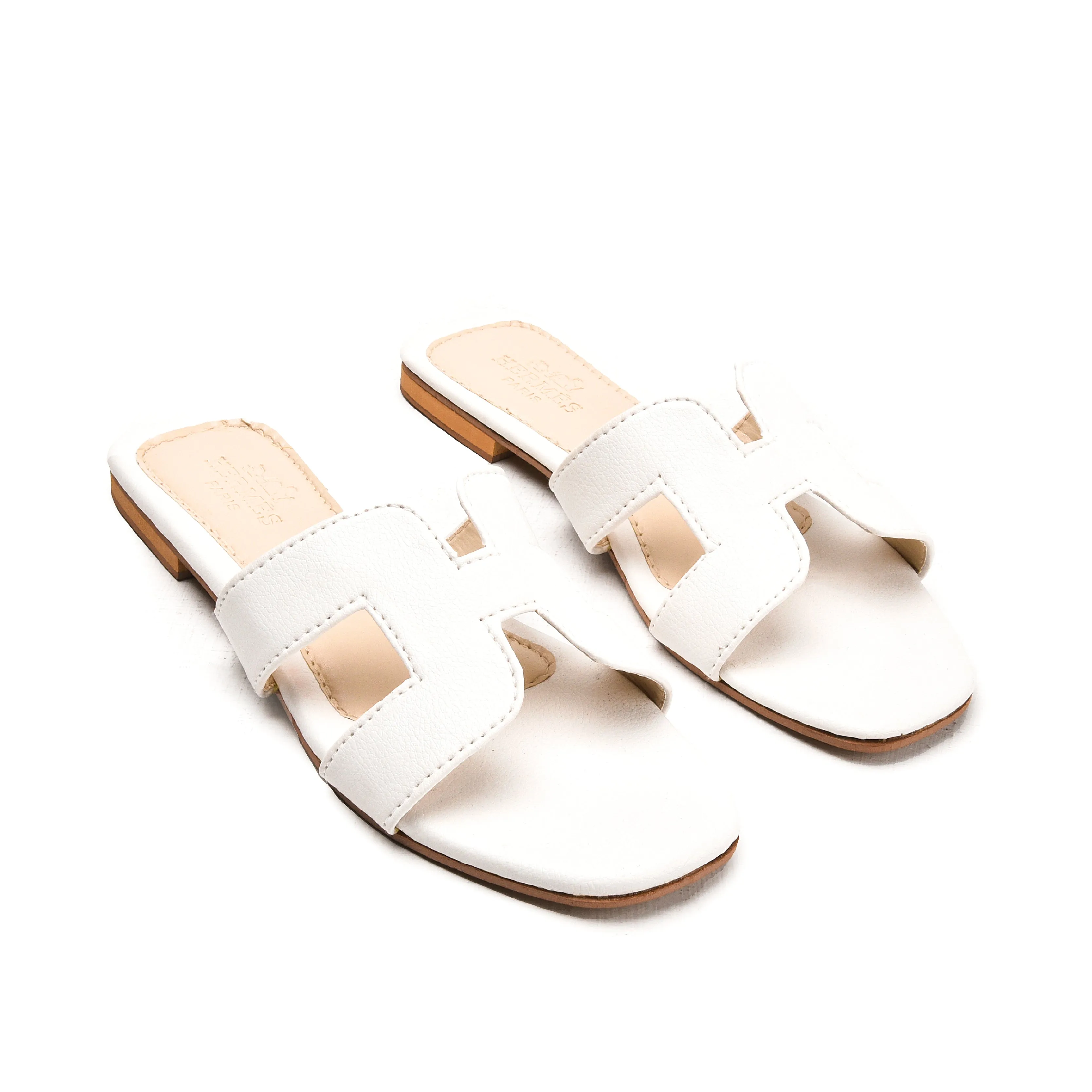 White Slip-On Flats with Cut-Out Design | 597K-W