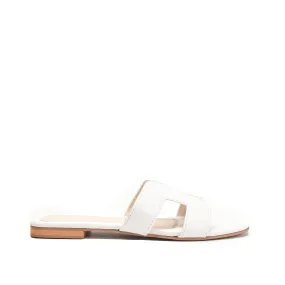 White Slip-On Flats with Cut-Out Design | 597K-W