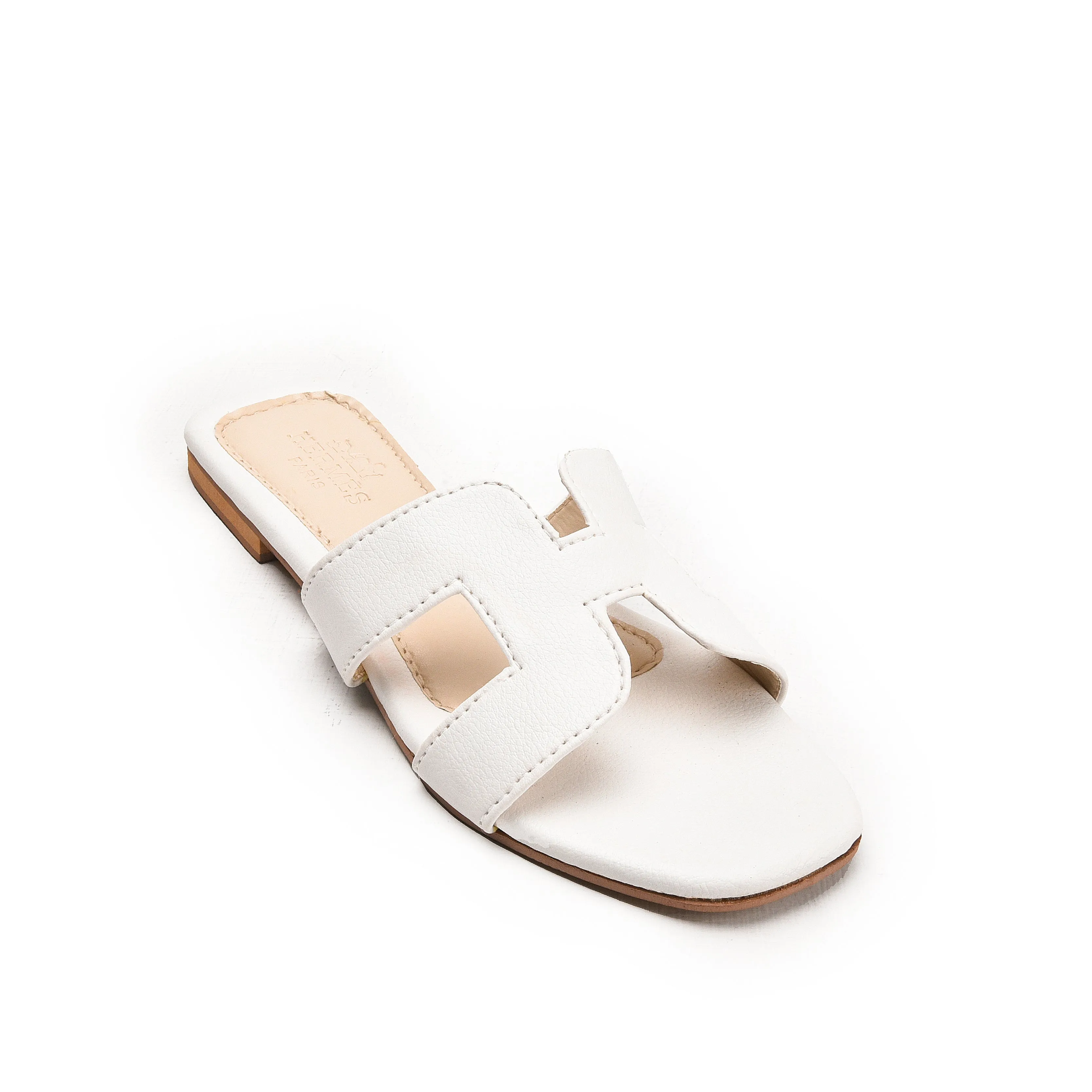 White Slip-On Flats with Cut-Out Design | 597K-W