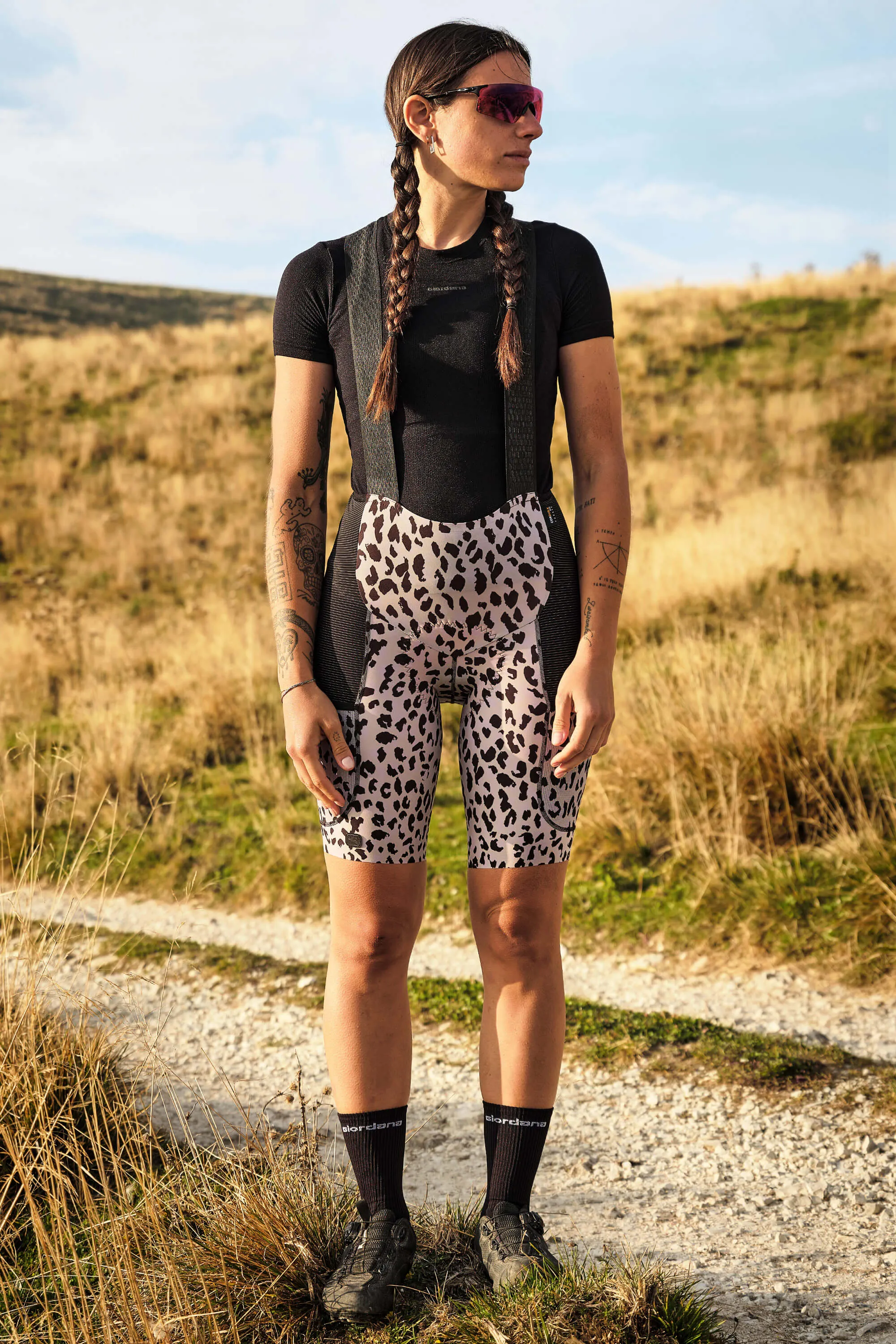 Women's Beyond Gravel Leopard Cargo Bib Short