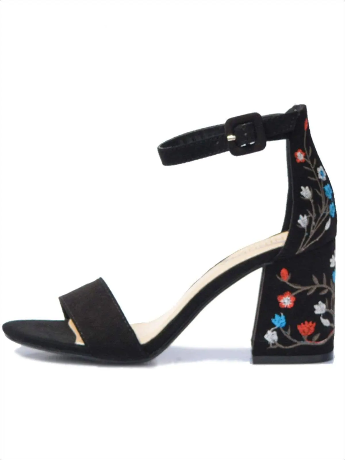 Women's Floral Embroidered Square Heel Fashion Sandals By Liv and Mia