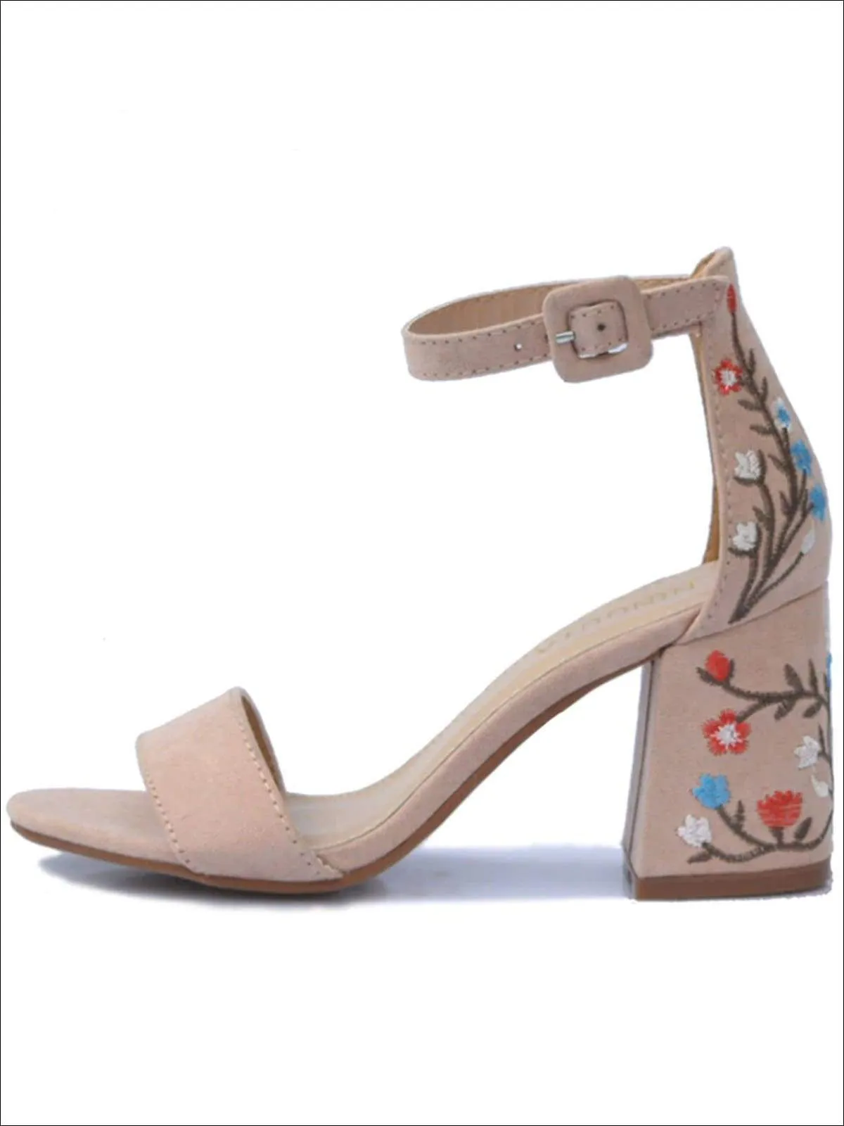 Women's Floral Embroidered Square Heel Fashion Sandals By Liv and Mia