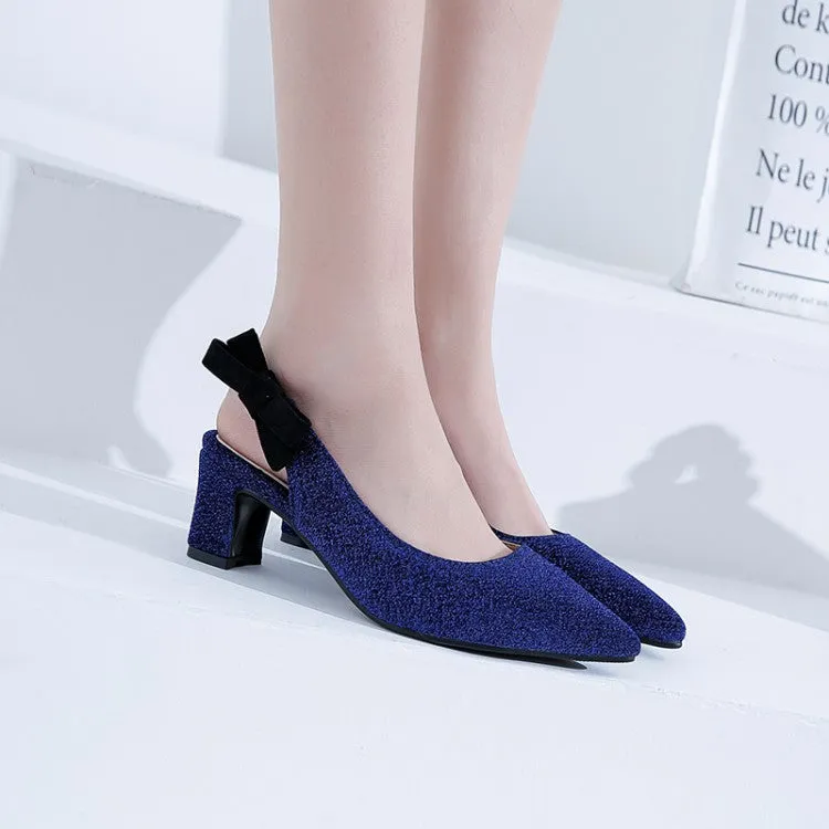 Women's Pointed Toe Chunky Heel Slingbacks Sandals