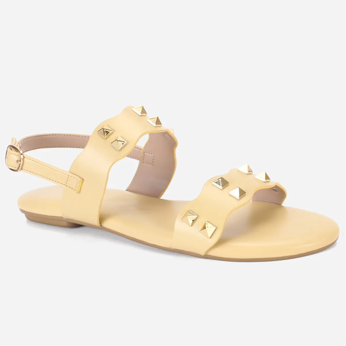 Womens "MAEY" Flat Stud Detailing Summer Sandals