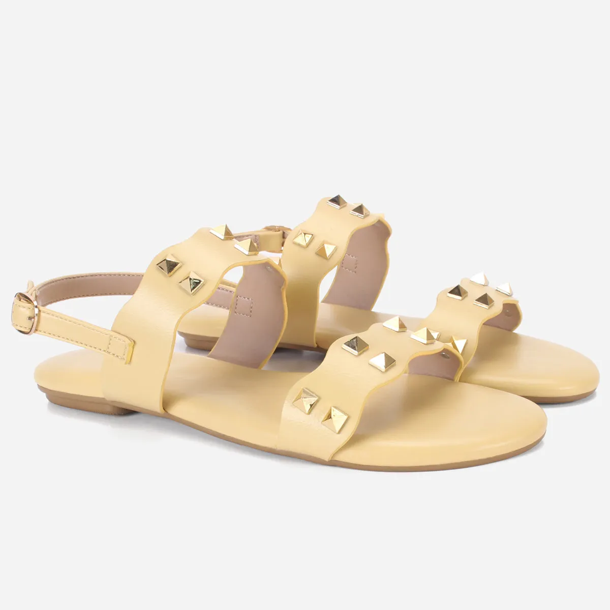 Womens "MAEY" Flat Stud Detailing Summer Sandals