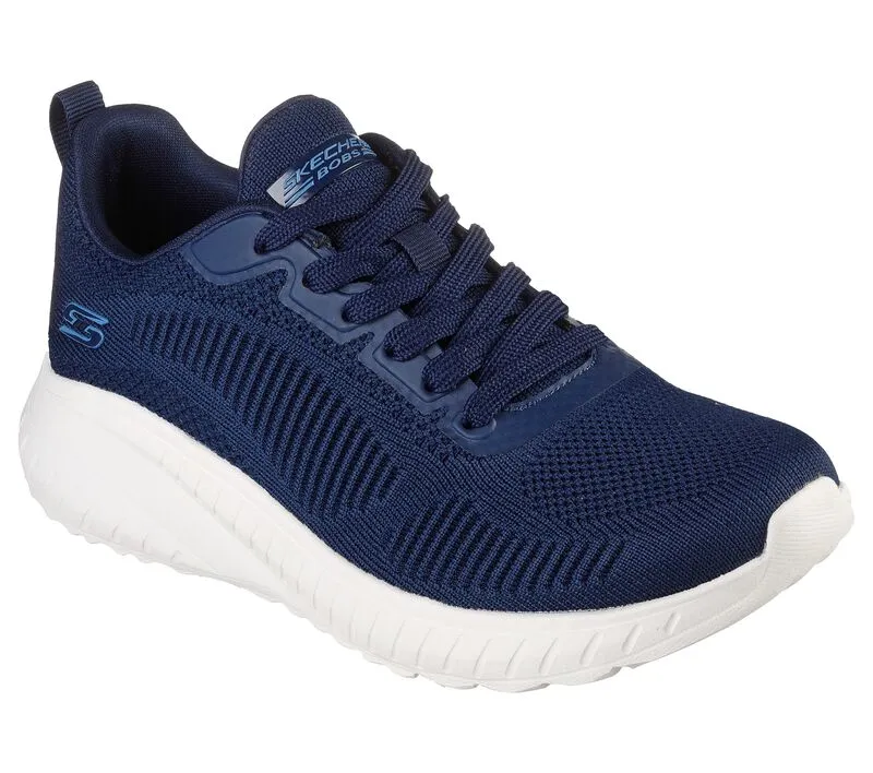 Womens Wide Fit Skechers Bobs Squad Chaos Face Off 117209 Vegan Trainers - Navy